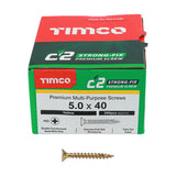 200 x TIMCO C2 Strong-Fix Multi-Purpose Premium Countersunk Gold Woodscrews - 5.0 x 40