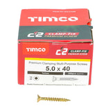 200 x TIMCO C2 Clamp-Fix Multi-Purpose Premium Countersunk Gold Woodscrews - 5.0 x 40