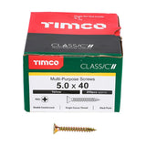 200 x TIMCO Classic Multi-Purpose Countersunk Gold Woodscrews - 5.0 x 40