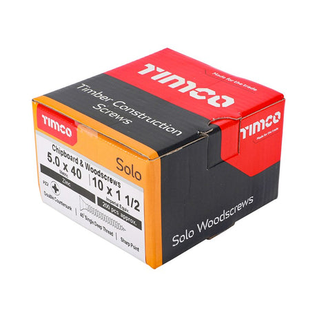 200 x TIMCO Solo Countersunk Silver Woodscrews - 5.0 x 40