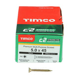 200 x TIMCO C2 Strong-Fix Multi-Purpose Premium Countersunk Gold Woodscrews - 5.0 x 45