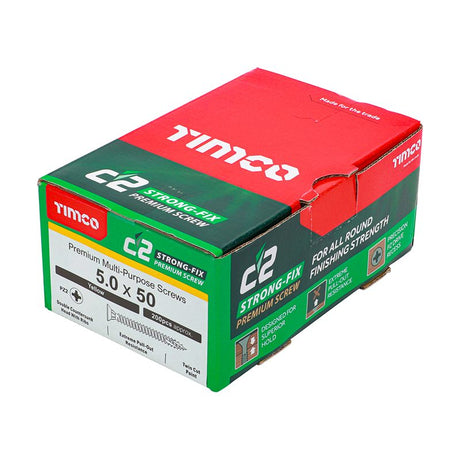 200 x TIMCO C2 Strong-Fix Multi-Purpose Premium Countersunk Gold Woodscrews - 5.0 x 50