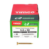 200 x TIMCO C2 Strong-Fix Multi-Purpose Premium Countersunk Gold Woodscrews - 5.0 x 50