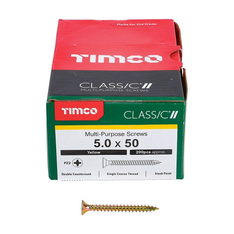 200 x TIMCO Classic Multi-Purpose Countersunk Gold Woodscrews - 5.0 x 50