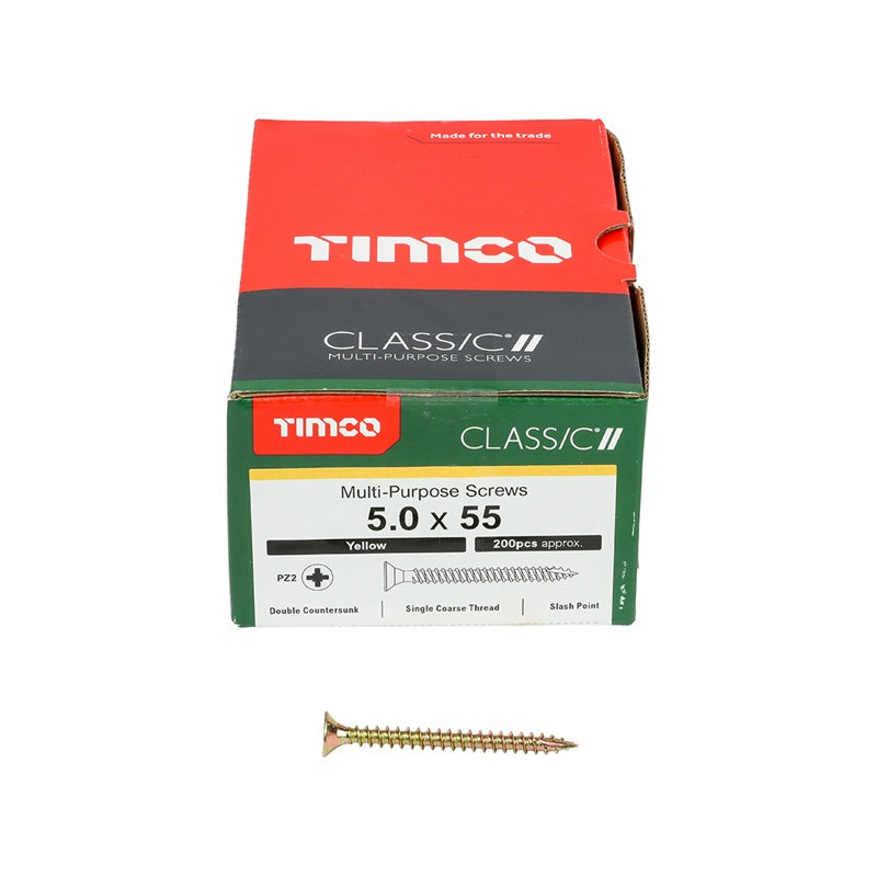 200 x TIMCO Classic Multi-Purpose Countersunk Gold Woodscrews - 5.0 x 55