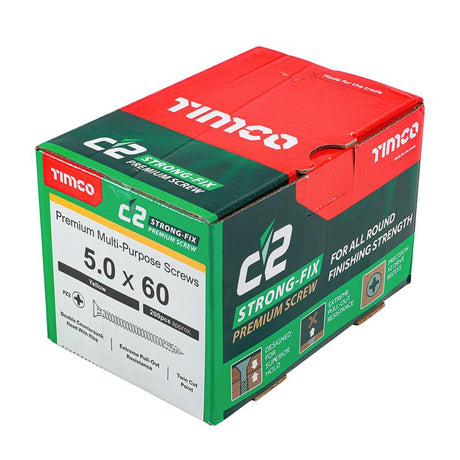 200 x TIMCO C2 Strong-Fix Multi-Purpose Premium Countersunk Gold Woodscrews - 5.0 x 60