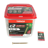 375 x TIMCO C2 Clamp-Fix Multi-Purpose Premium Countersunk Gold Woodscrews - 5.0 x 70