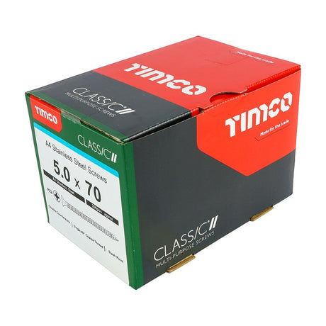 200 x TIMCO Classic Multi-Purpose Countersunk A4 Stainless Steel Woodcrews - 5.0 x 70