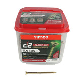 350 x TIMCO C2 Clamp-Fix Multi-Purpose Premium Countersunk Gold Woodscrews - 5.0 x 80