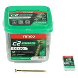 325 x TIMCO C2 Strong-Fix Multi-Purpose Premium Countersunk Gold Woodscrews - 5.0 x 90