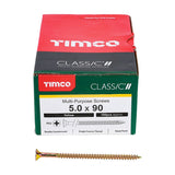 100 x TIMCO Classic Multi-Purpose Countersunk Gold Woodscrews - 5.0 x 90