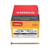 100 x TIMCO Solo Countersunk Gold Woodscrews - 5.0 x 90