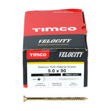 100 x TIMCO Velocity Premium Multi-Use Countersunk Gold Woodscrews - 5.0 x 90