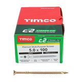 100 x TIMCO C2 Strong-Fix Multi-Purpose Premium Countersunk Gold Woodscrews - 5.0 x 100