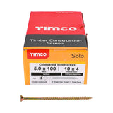 100 x TIMCO Solo Countersunk Gold Woodscrews - 5.0 x 100