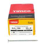 100 x TIMCO Solo Countersunk Silver Woodscrews - 5.0 x 100