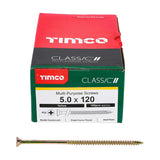 100 x TIMCO Classic Multi-Purpose Countersunk Gold Woodscrews - 5.0 x 120