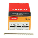 100 x TIMCO Solo Countersunk Gold Woodscrews - 5.0 x 120