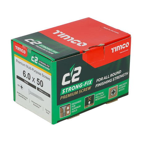 200 x TIMCO C2 Strong-Fix Multi-Purpose Premium Countersunk Gold Woodscrews - 6.0 x 50