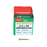 200 x TIMCO C2 Strong-Fix Multi-Purpose Premium Countersunk Gold Woodscrews - 6.0 x 50