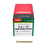 200 x TIMCO Classic Multi-Purpose Countersunk Gold Woodscrews - 6.0 x 70