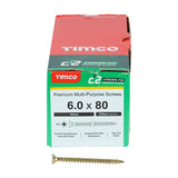 200 x TIMCO C2 Strong-Fix Multi-Purpose Premium Countersunk Gold Woodscrews - 6.0 x 80