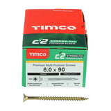 100 x TIMCO C2 Strong-Fix Multi-Purpose Premium Countersunk Gold Woodscrews - 6.0 x 90