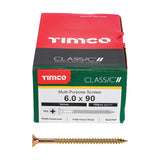 100 x TIMCO Classic Multi-Purpose Countersunk Gold Woodscrews - 6.0 x 90