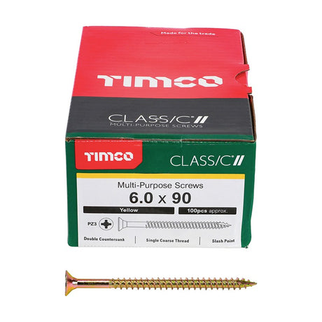 100 x TIMCO Classic Multi-Purpose Countersunk Gold Woodscrews - 6.0 x 90