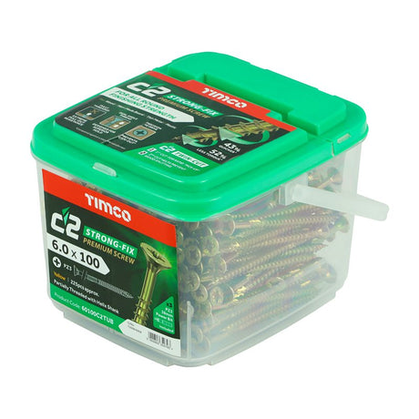 225 x TIMCO C2 Strong-Fix Multi-Purpose Premium Countersunk Gold Woodscrews - 6.0 x 100