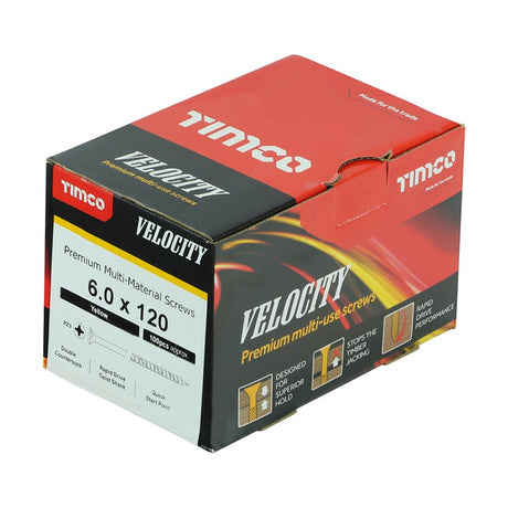 100 x TIMCO Velocity Premium Multi-Use Countersunk Gold Woodscrews - 6.0 x 120