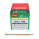 100 x TIMCO C2 Strong-Fix Multi-Purpose Premium Countersunk Gold Woodscrews - 6.0 x 130