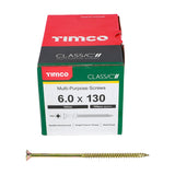 100 x TIMCO Classic Multi-Purpose Countersunk Gold Woodscrews - 6.0 x 130