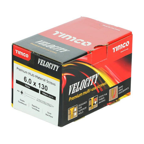 100 x TIMCO Velocity Premium Multi-Use Countersunk Gold Woodscrews - 6.0 x 130