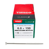 100 x TIMCO Classic Multi-Purpose Countersunk A2 Stainless Steel Woodcrews - 6.0 x 150