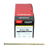 100 x TIMCO Velocity Premium Multi-Use Countersunk Gold Woodscrews - 6.0 x 180