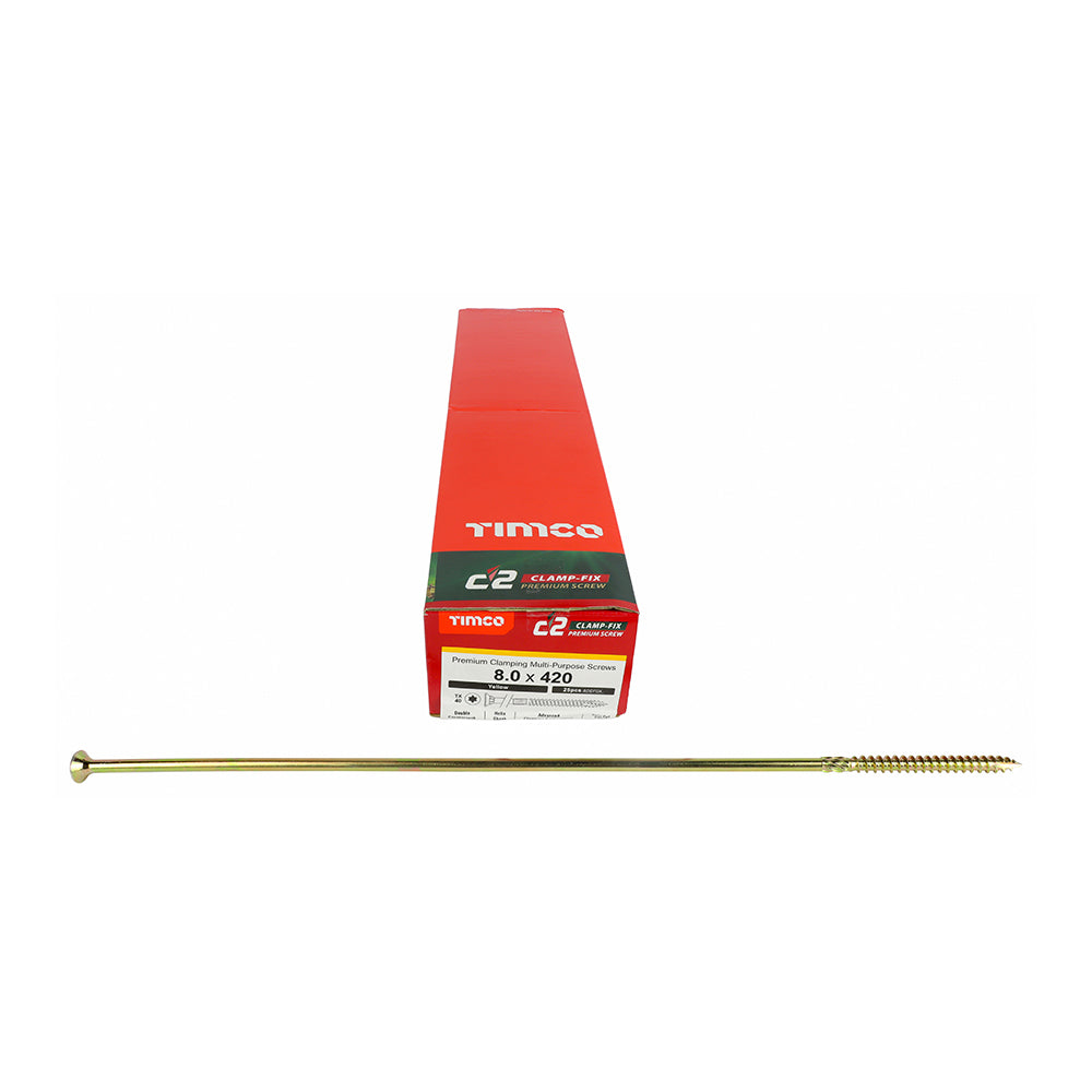 25 x TIMCO C2 Clamp-Fix Multi-Purpose Premium Countersunk Gold Woodscrews - 8.0 x 420