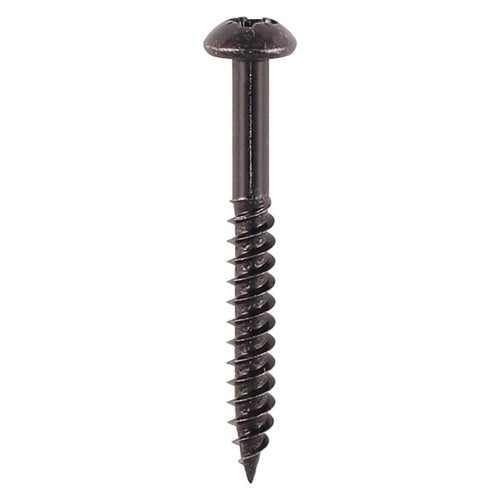 200 x TIMCO Twin-Threaded Round Head Black Woodscrews - 8 x 1 1/2