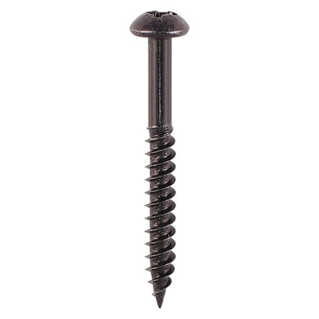 200 x TIMCO Twin-Threaded Round Head Black Woodscrews - 10 x 1 1/2