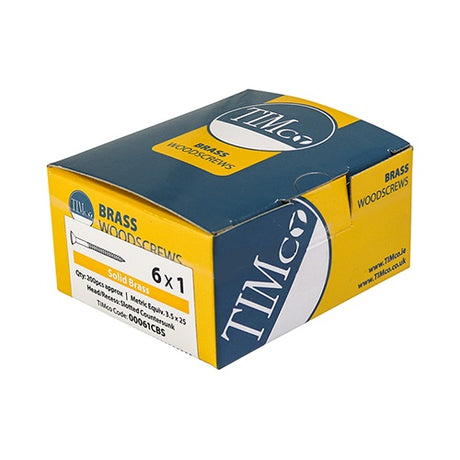 200 x TIMCO Solid Brass Countersunk Woodscrews - 6 x 1