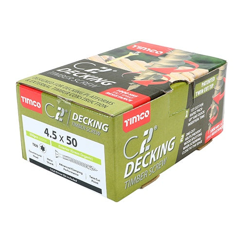 250 x TIMCO C2 Deck-Fix Premium Countersunk Green Decking Screws - 4.5 x 50