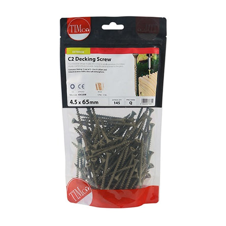 145 x TIMCO C2 Deck-Fix Premium Countersunk Green Decking Screws - 4.5 x 65