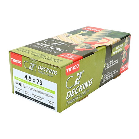 250 x TIMCO C2 Deck-Fix Premium Countersunk Green Decking Screws - 4.5 x 65