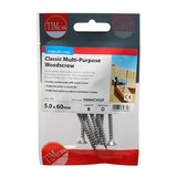 8 x TIMCO Classic Multi-Purpose Countersunk A2 Stainless Steel Woodcrews - 5.0 x 60