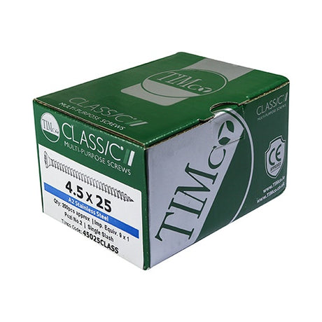 200 x TIMCO Classic Multi-Purpose Countersunk A2 Stainless Steel Woodcrews - 4.0 x 45