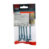 5 x TIMCO Coach Screws Hex Head Silver  - 8.0 x 100