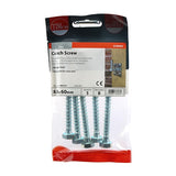 5 x TIMCO Coach Screws Hex Head Silver  - 8.0 x 60