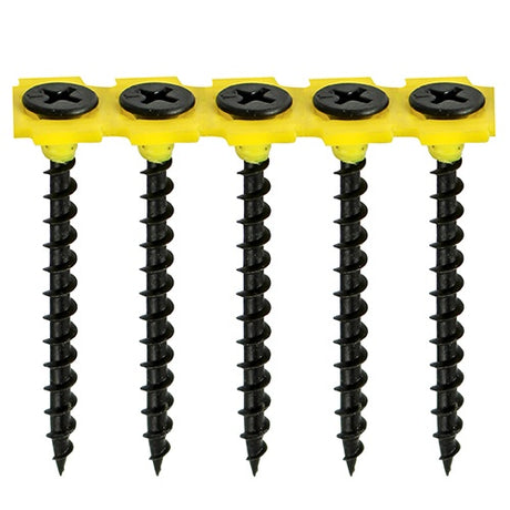 1000 x TIMCO Collated Drywall Coarse Thread Bugle Head Black Screws - 3.5 x 25