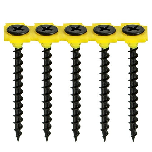 1000 x TIMCO Collated Drywall Coarse Thread Bugle Head Black Screws - 3.5 x 45