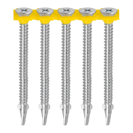 1000 x TIMCO Collated Self-Drilling Wing-Tip Steel to Timber Light Section Exterior Silver Screws  - 4.8 x 44